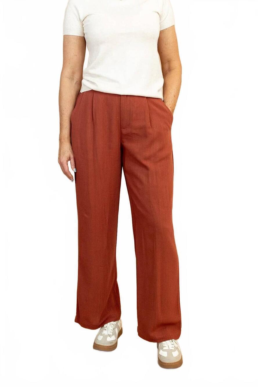 NEW TEA N ROSE women's frankee linen trouser in terracotta